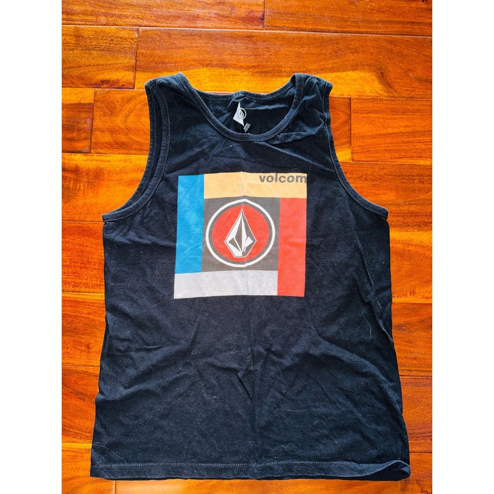 Volcom Tank Top Mens Vintage Medium Black Colorblock Stone Graphic Skate Surf
